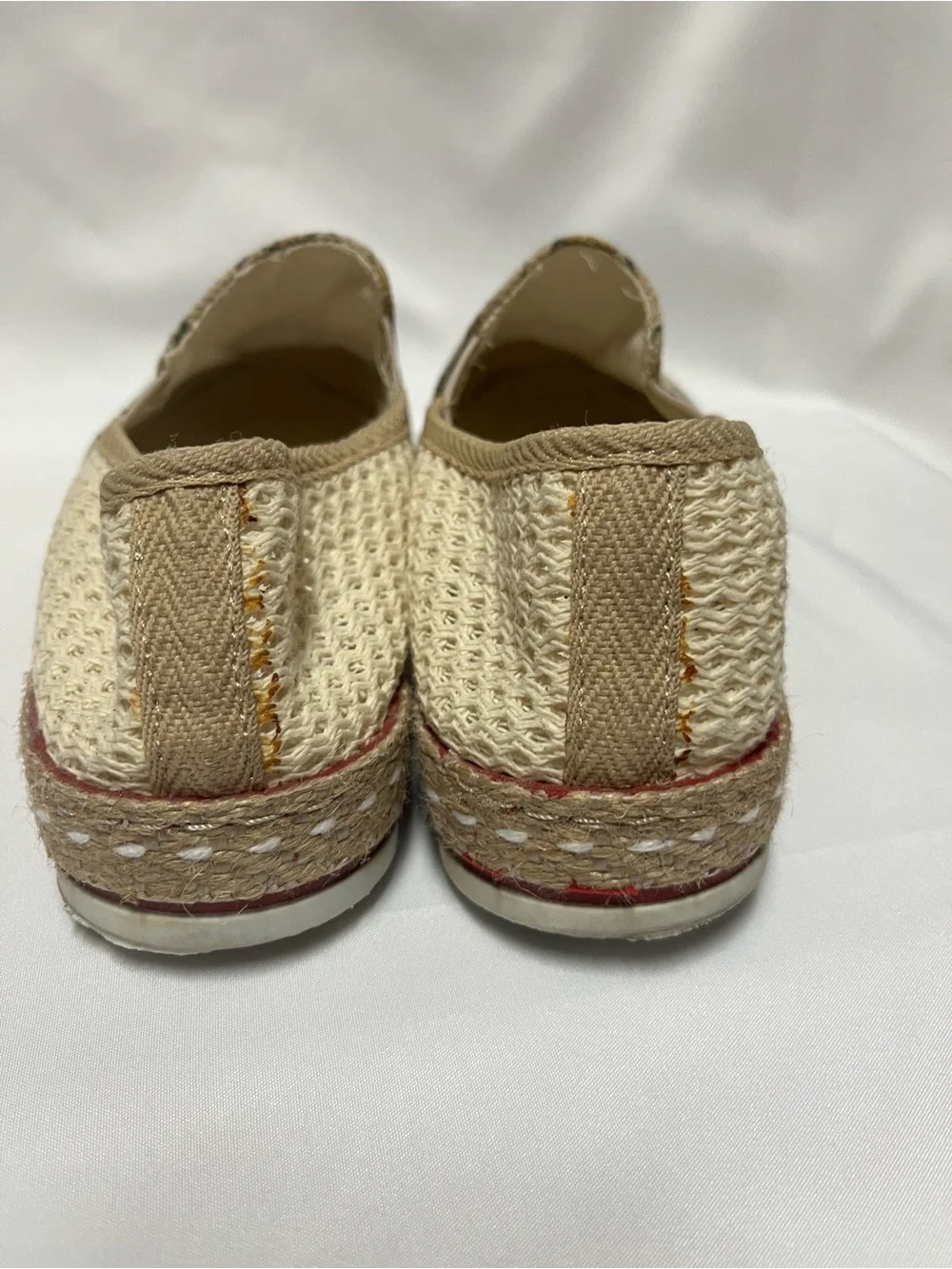 Beige Daisy-Embroidered Espadrille Slip-Ons
